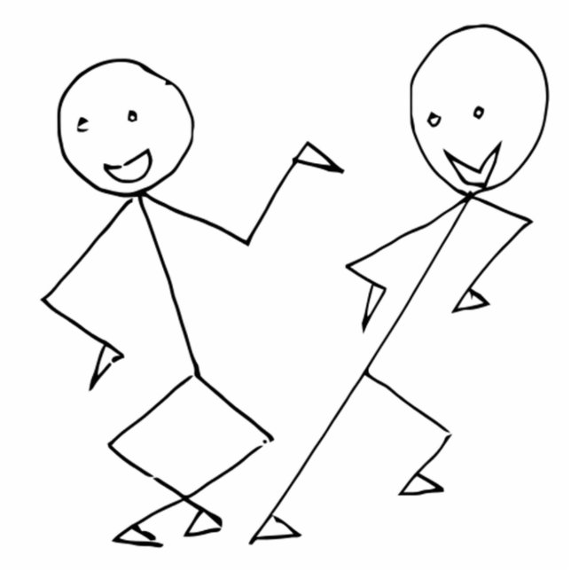 Stick Figures Dancing Standing Photo Sculpture (Front)