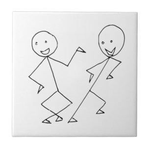 Stick Figures Dancing Tile