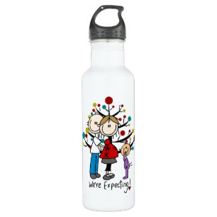 Stick Figures Expectant Parents Girl 710 Ml Water Bottle