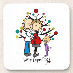 Stick Figures Expectant Parents Girl Coaster