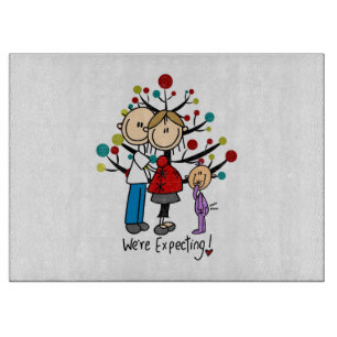 Stick Figures Expectant Parents Girl Cutting Board