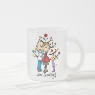 Stick Figures Expectant Parents Girl Frosted Glass Coffee Mug
