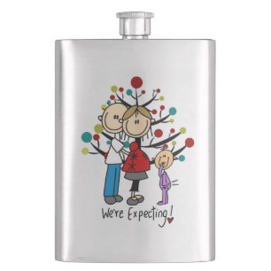 Stick Figures Expectant Parents Girl Hip Flask