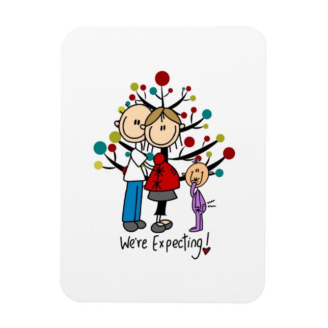 Stick Figures Expectant Parents Girl Magnet (Vertical)