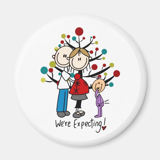 Stick Figures Expectant Parents Girl Magnet (Front)