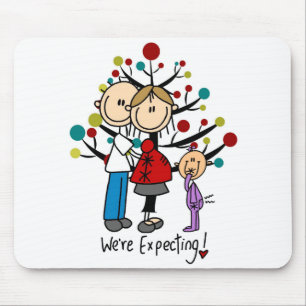 Stick Figures Expectant Parents Girl Mouse Mat
