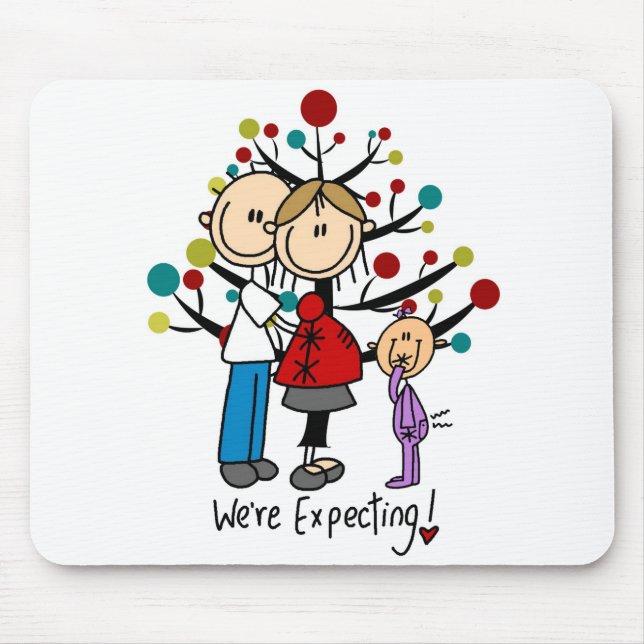 Stick Figures Expectant Parents Girl Mouse Mat (Front)