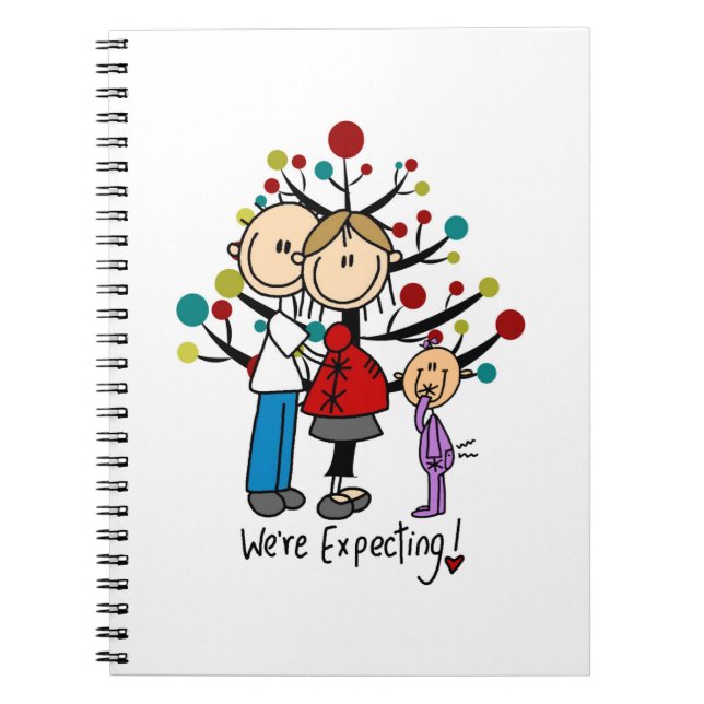 Stick Figures Expectant Parents Girl Notebook (Front)