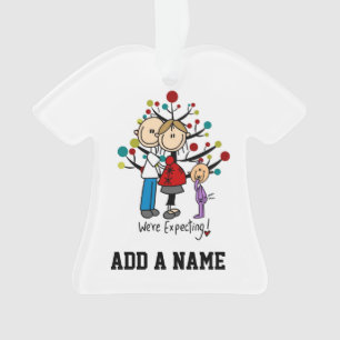 Stick Figures Expectant Parents Girl Ornament