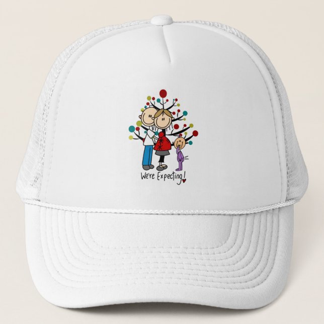 Stick Figures Expectant Parents Girl Trucker Hat (Front)