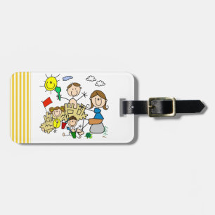 Stick Figures Family Beach Fun Luggage Tag