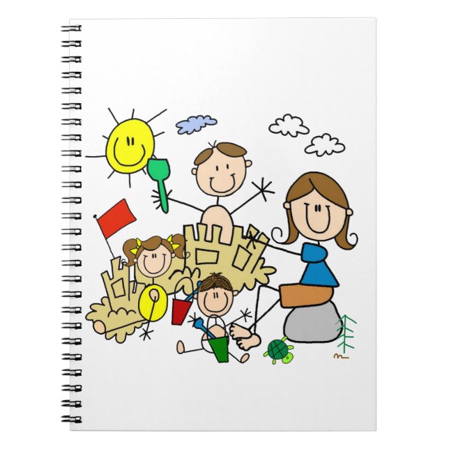 Stick Figures Family Beach Fun Notebook (Front)