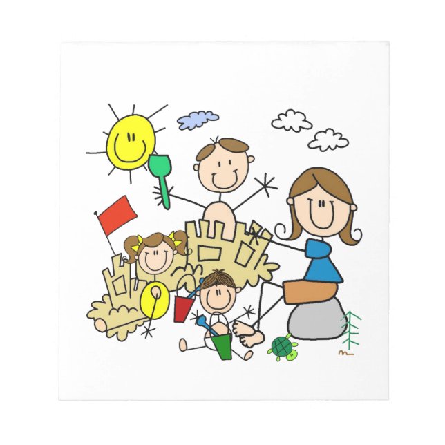 Stick Figures Family Beach Fun Notepad (Front)