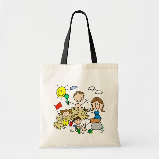 Stick Figures Family Beach Fun Tote Bag (Front)