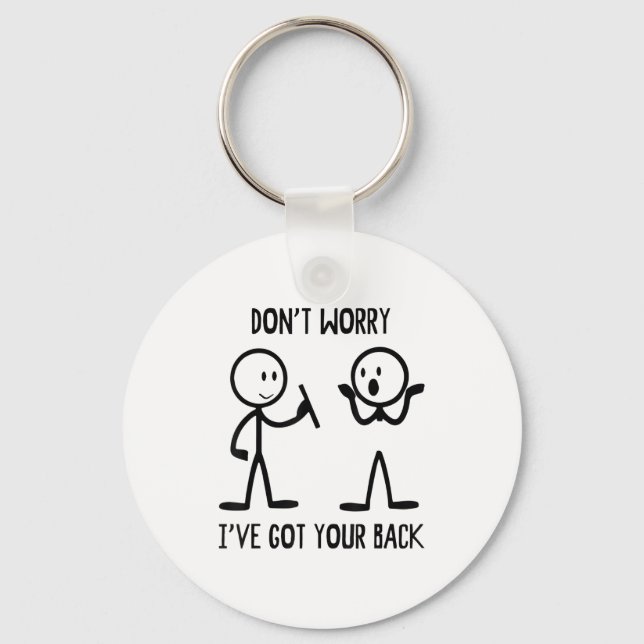 Stick Figures Funny Back Graphic Novelty Sarcastic Key Ring (Front)