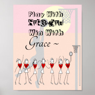 Stick Figures Motivational Netball Quote Poster