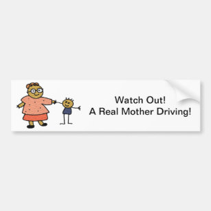 Stick Figures of Mother and Child for Mother's Day Bumper Sticker