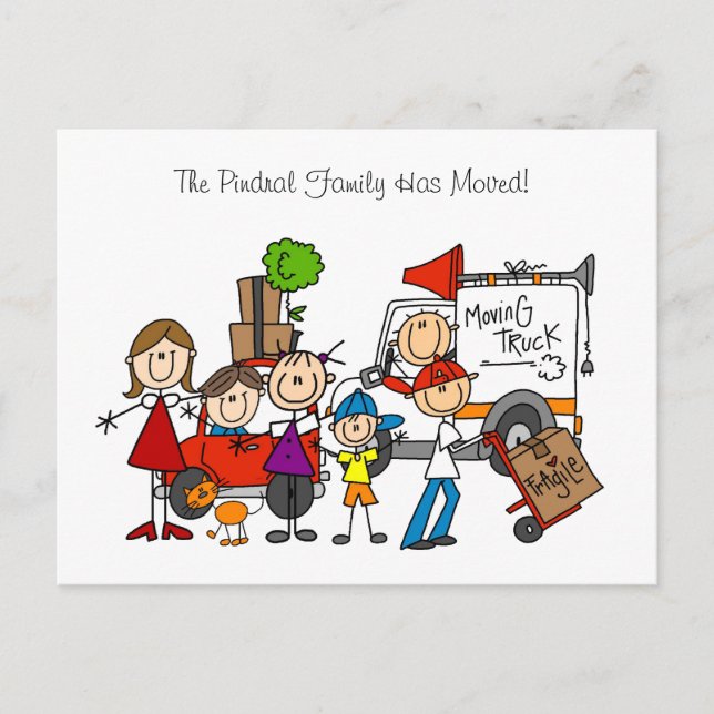 Stick Figures We Moved Postcards (Front)