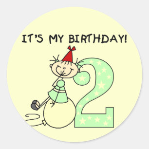 Stick Girl 2nd Birthday Tshirts and Gifts Classic Round Sticker