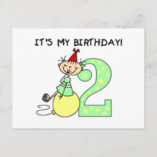 Stick Girl 2nd Birthday Tshirts and Gifts Postcard