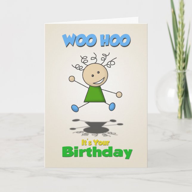 Stick Girl Birthday Card (Front)