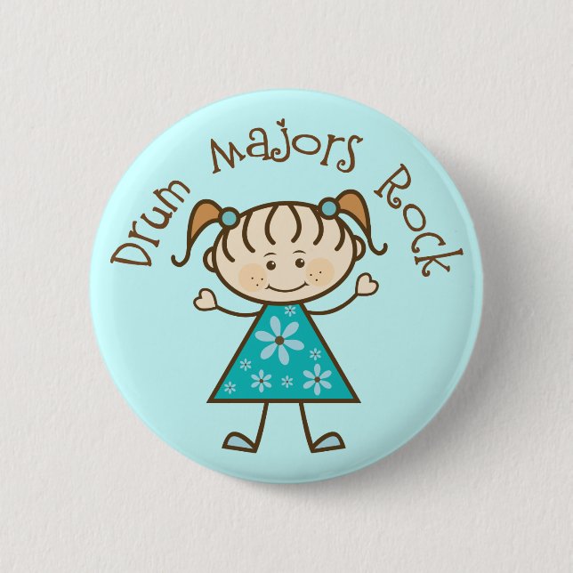 Stick Girl Drum Majors Rock Gift 6 Cm Round Badge (Front)