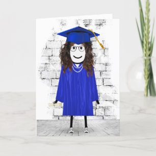 Stick Girl Graduate with Diploma  Card
