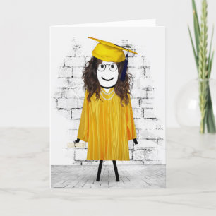 Stick Girl Graduate with Diploma  Card