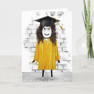 Stick Girl Graduate with Diploma  Card