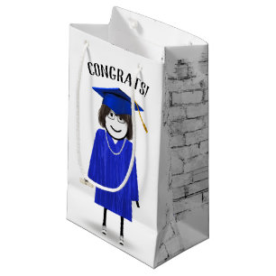 Stick Girl Graduate with Diploma   Small Gift Bag