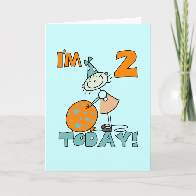 Stick Girl I'm 2 Today Tshirts and Gifts Card (Front)