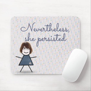 Stick Girl in Denim Dress with Quote Mouse Mat