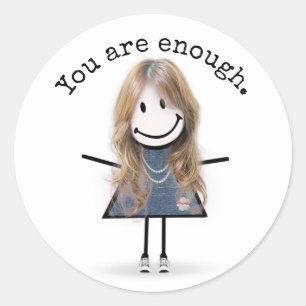 Stick Girl In Sneakers with Quote  Classic Round Sticker
