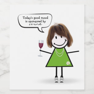 Stick Girl in Sneakers with Wine Label