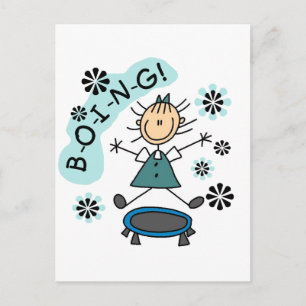 Stick Girl on Trampoline T-shirts and Gifts Postcard