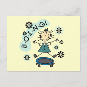 Stick Girl on Trampoline T-shirts and Gifts Postcard