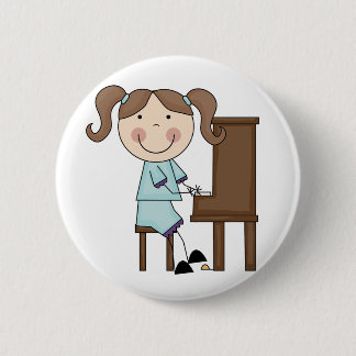 Stick Girl Playing Piano 6 Cm Round Badge