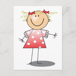 Stick Girl ~ Red Dress Postcard