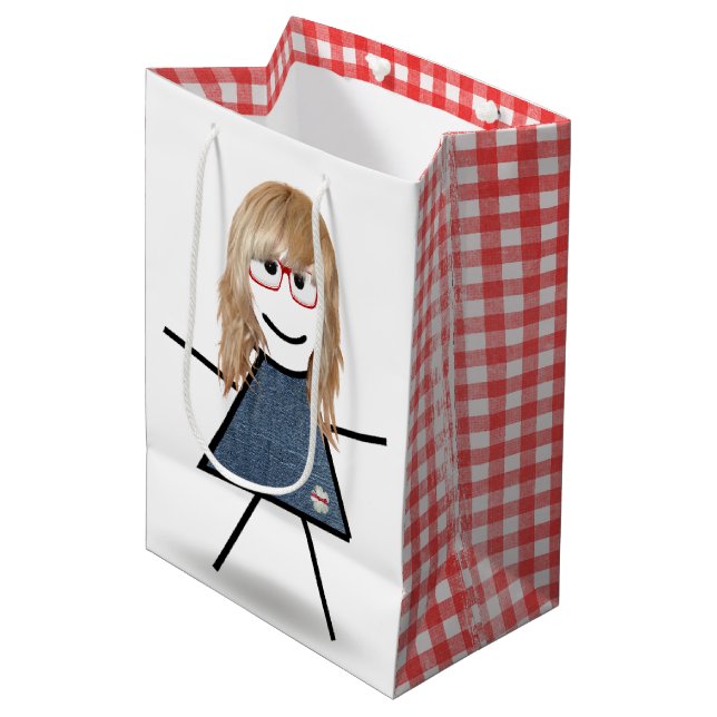 Stick Girl with Blonde Hair    Medium Gift Bag (Front Angled)