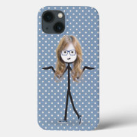 Stick Girl With Blonde Hair on Dots