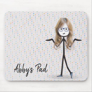 Stick Girl With Blonde Hair on Dots Mouse Mat