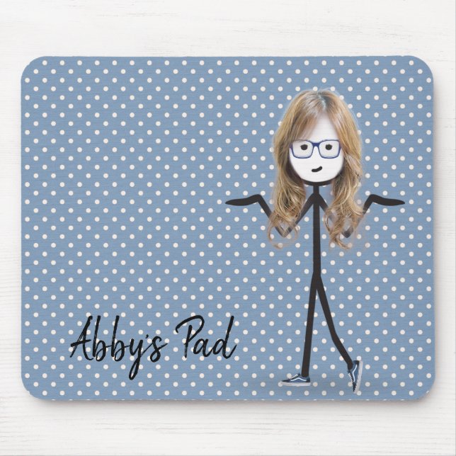 Stick Girl With Blonde Hair on Dots  Mouse Mat (Front)