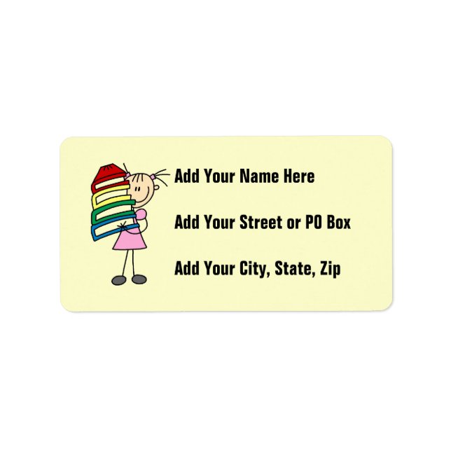 Stick Girl With Books Label (Front)