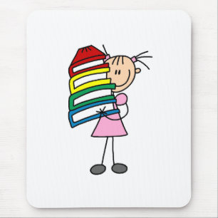 Stick Girl with Books Mouse Mat