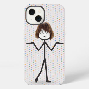Stick Girl with Glasses on Polka Dots   iPhone 13 Case