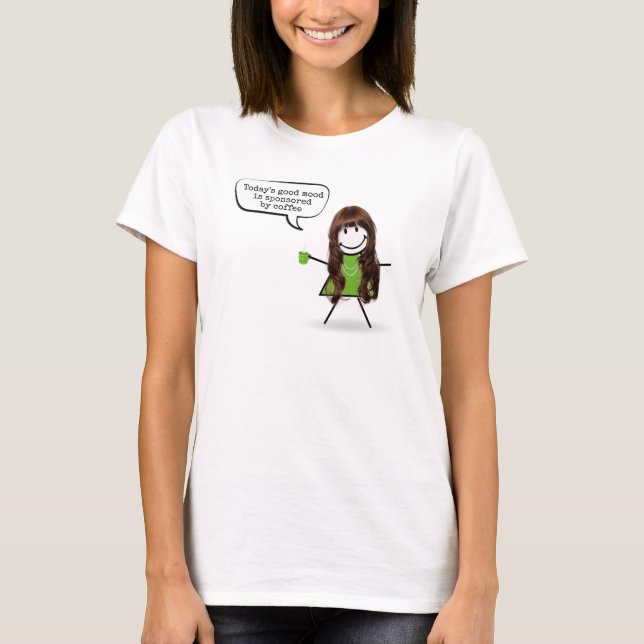 Stick Girl With Green Coffee Mug T-Shirt (Front)
