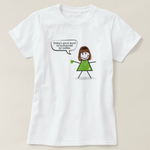 Stick Girl With Green Coffee Mug  T-Shirt