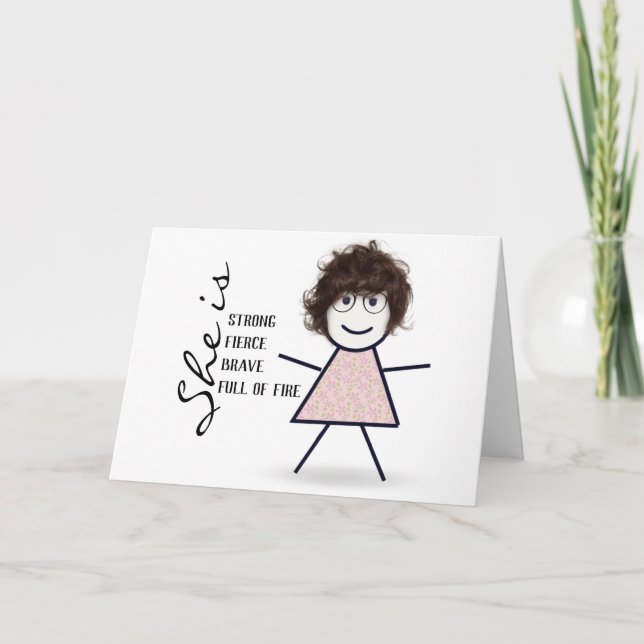 Stick Girl with Hair Encouragement  Card (Front)