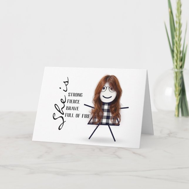 Stick Girl with Hair for Mothers Day Card (Front)
