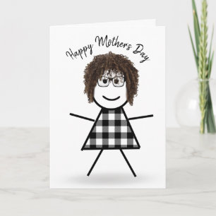 Stick Girl with Hair for Mother's Day   Card